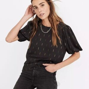Madewell Black Puff Sleeve Blouse
